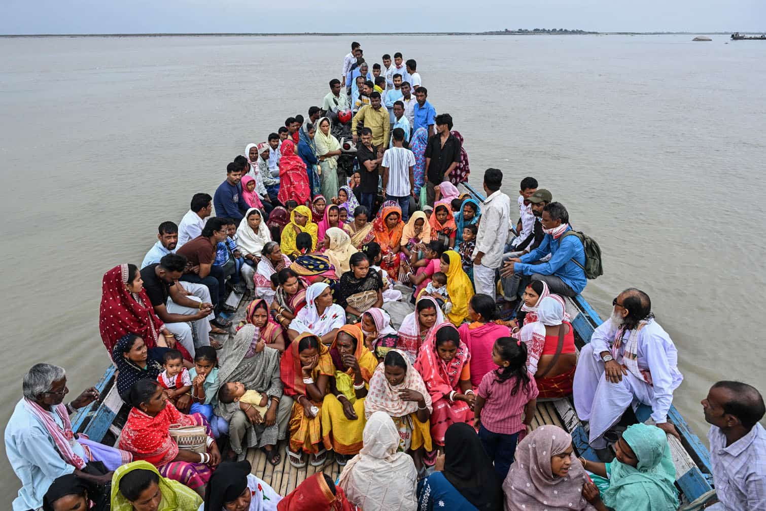 People travel on a boat