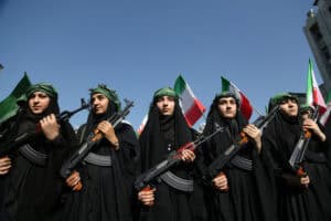 Women hold pro-government march on the National Army Day in Tehran