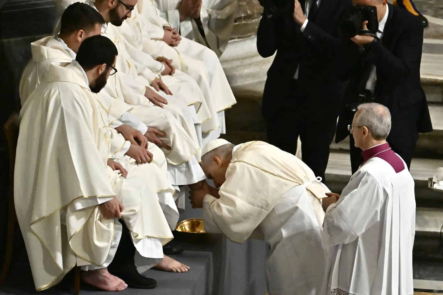 Pope Leo XIV performs the "Washing of the Feet"