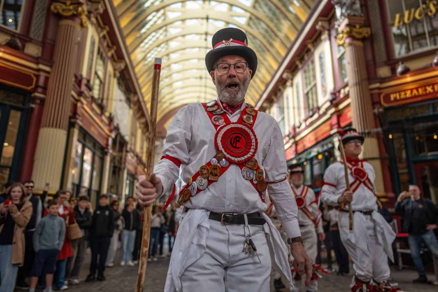 Morris dancers perform in Leadenhall Market