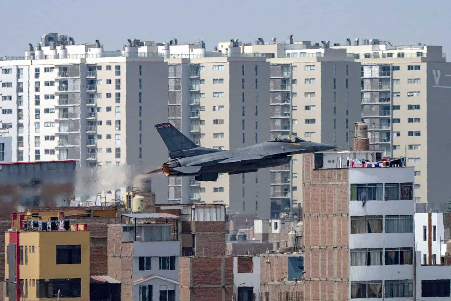 An F-16 fighter jet flies during an exhibition