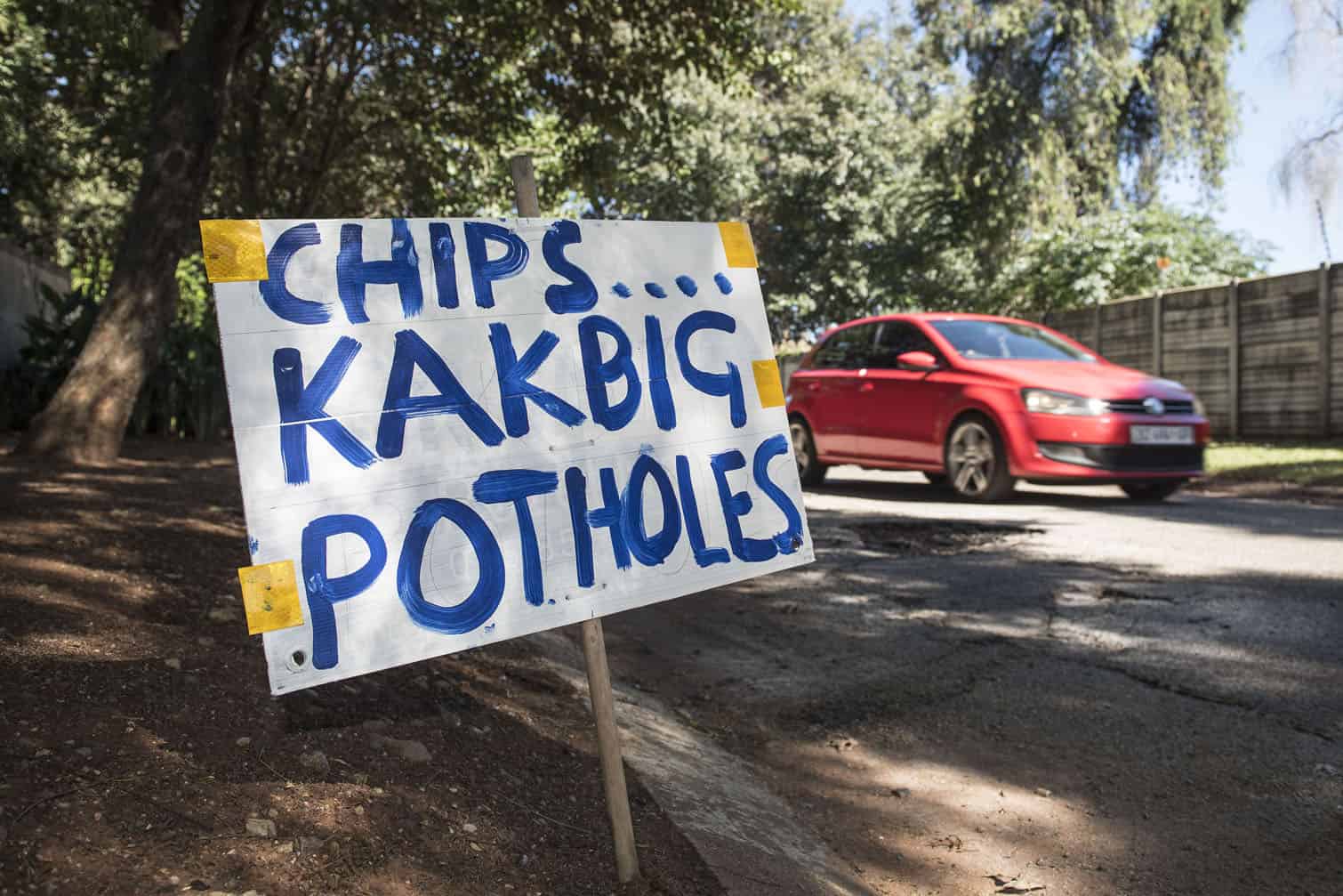 A Blackheath resident has erected a sign for a pothole