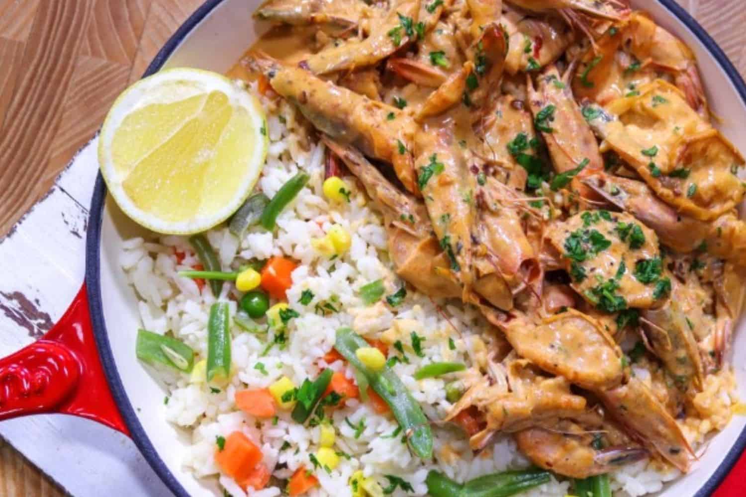 Recipe of the day: Grilled lemon garlic prawns, butter rice and green salad