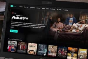 Showmax's Adulting on a laptop screen.