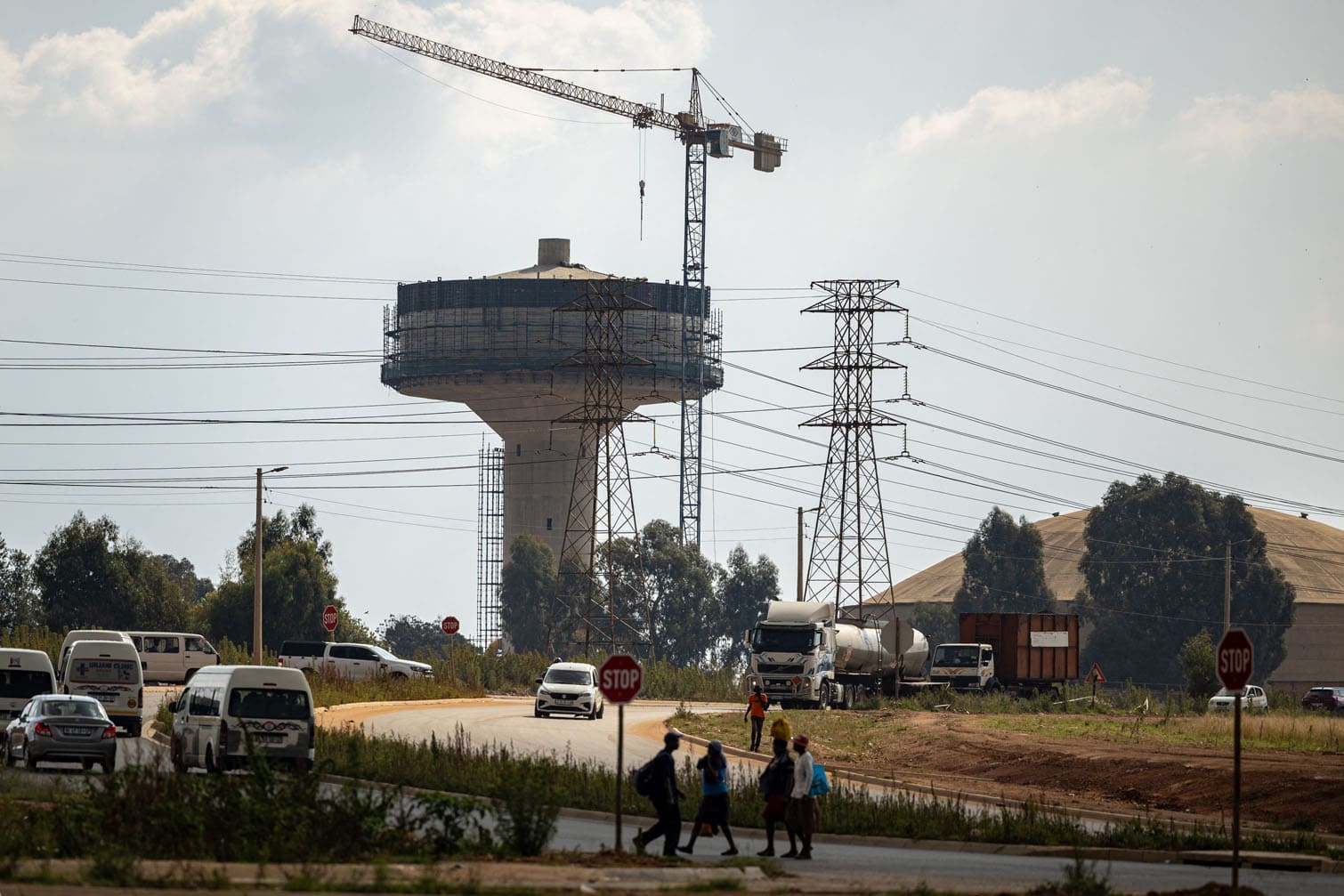 A general view of a water tower in construction
