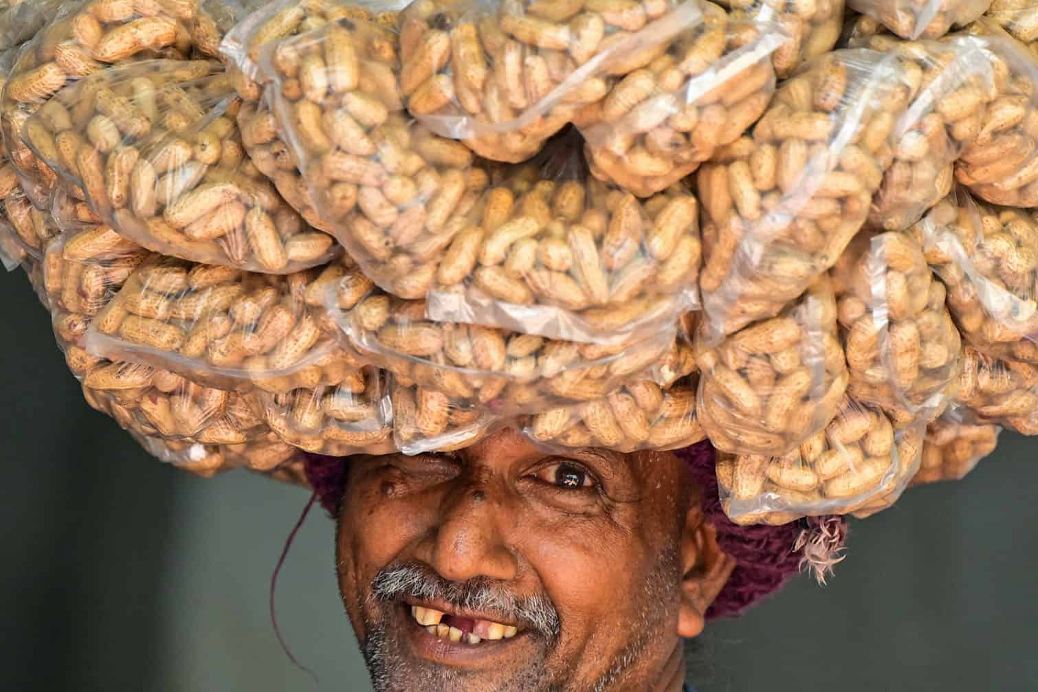 A vendor sells peanuts