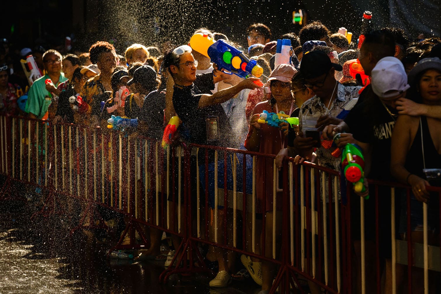 Revellers take part in mass water fights