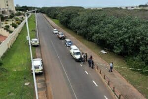 The scene where the man was found dead in Umgeni Park this afternoon.