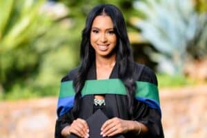 This appears to be Vourné's second graduation as she has celebrated prior academic milestones publicly, including one in 2021.