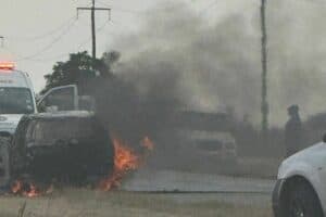 Vehicle fire shuts down R53 near Potchefstroom.