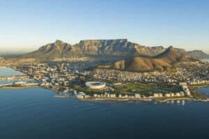An aerial view of the city of Cape Town.