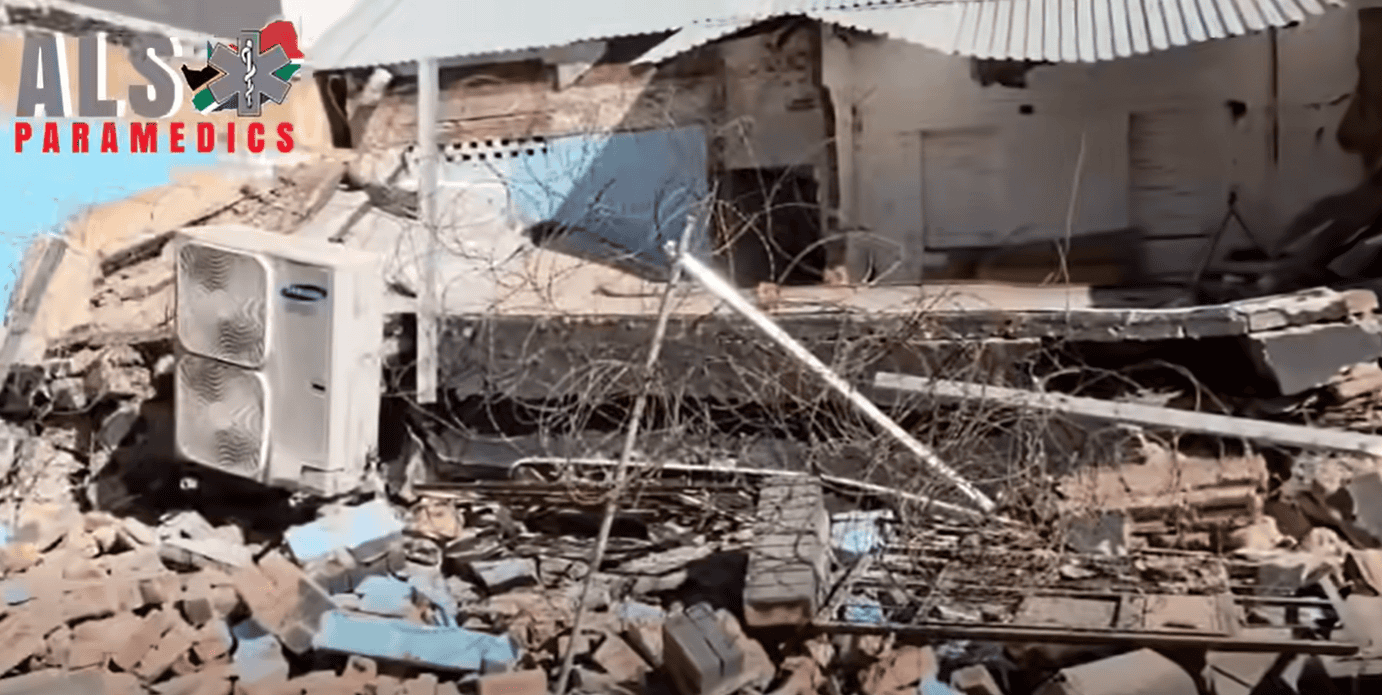 The scene of the building collapse.