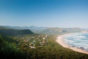A view of Nature's Valley from a lookout point on the Salt River Trail which is located in the Garden Route National Park. Feature text available.