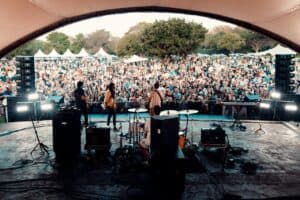 Jeremy Loops on stage at the Sunset Music Festiva