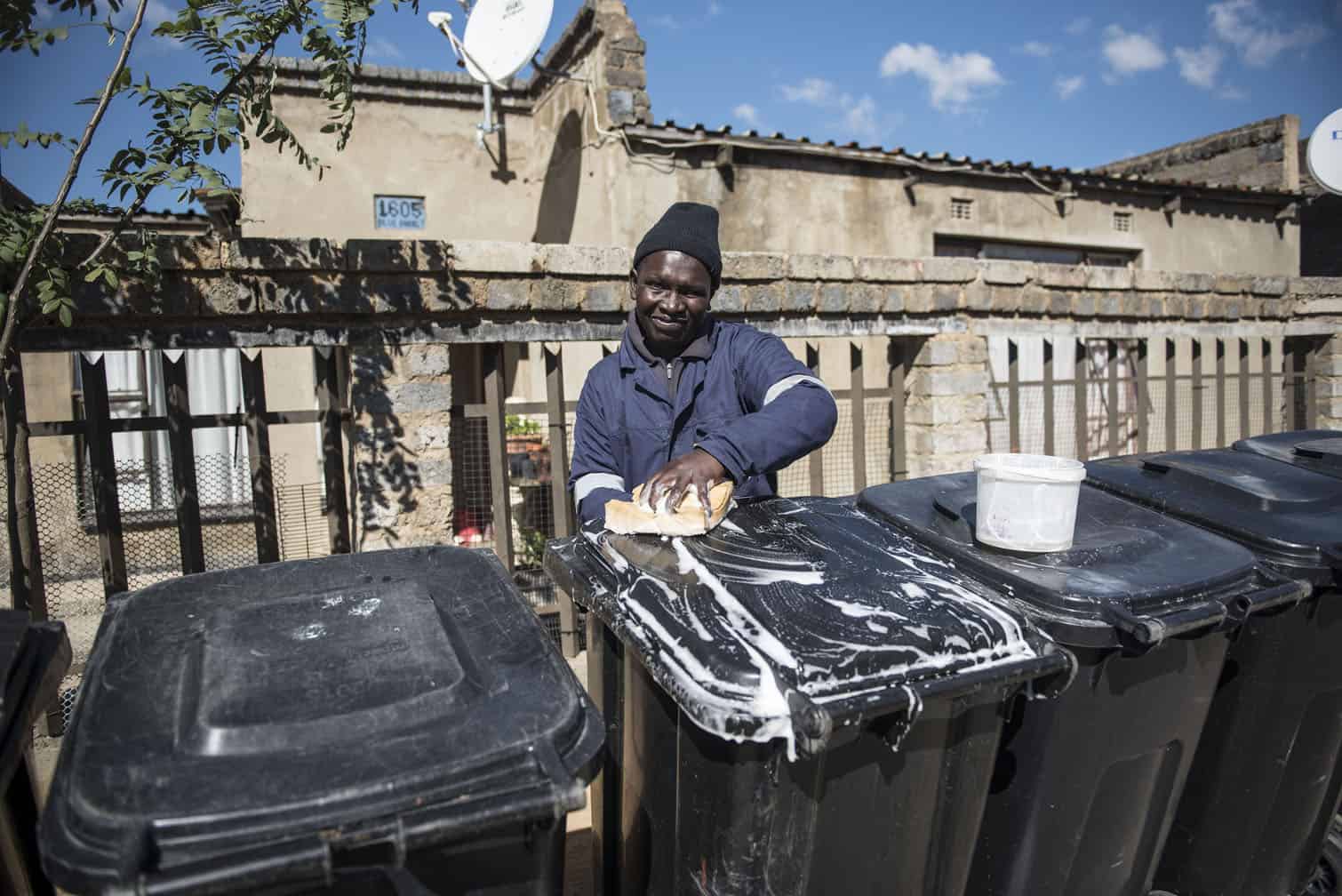 Entrepreneur Solomzi Maseti, founder of Happy Joy Bin Cleaner