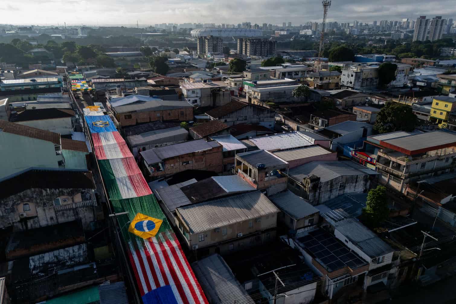 decorations on Rua 3 for the 2026 World Cup