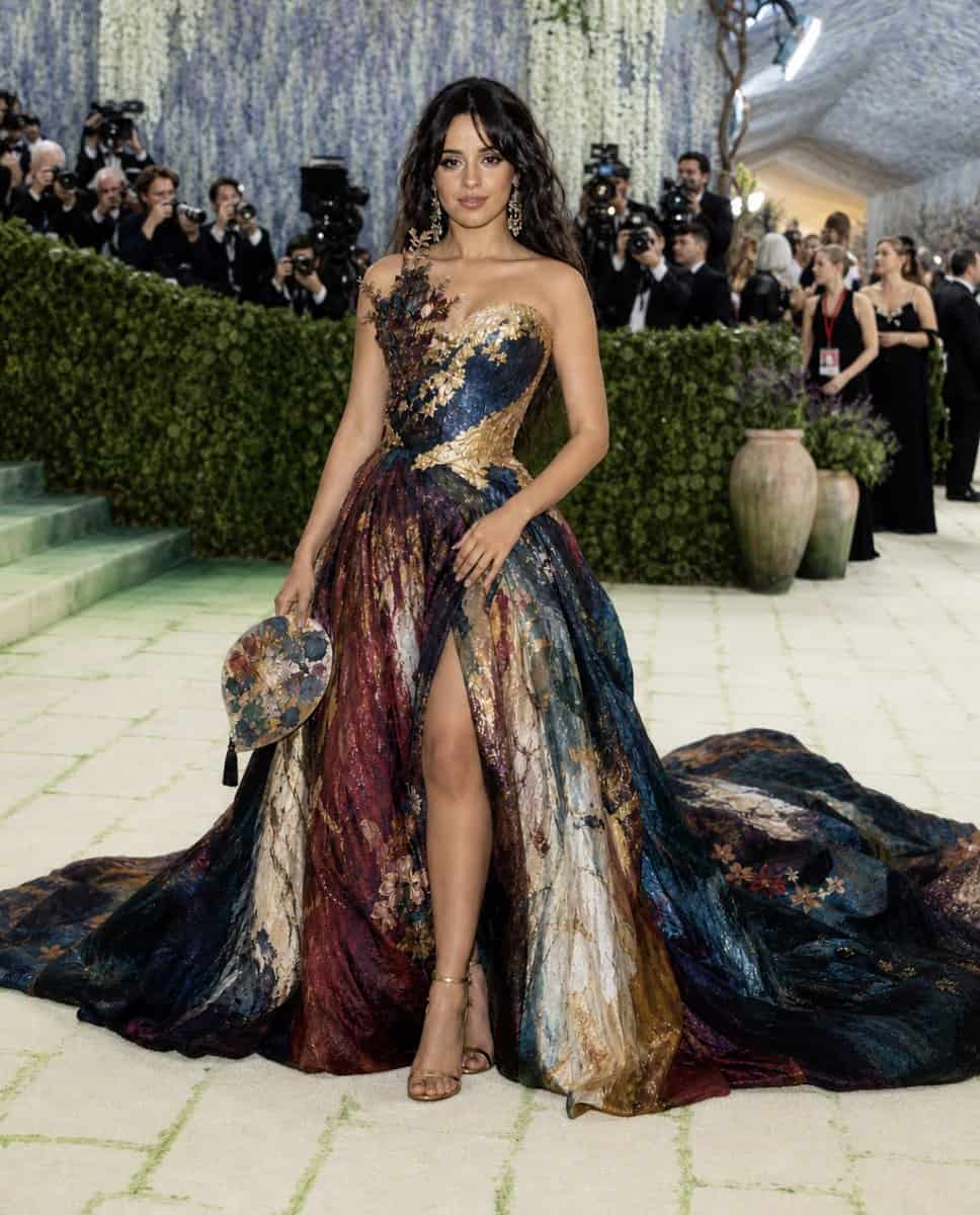 An AI-generated image of Camila Cabello in an imagined Met Gala outfit. Picture: X, @Dorrky_Cabello