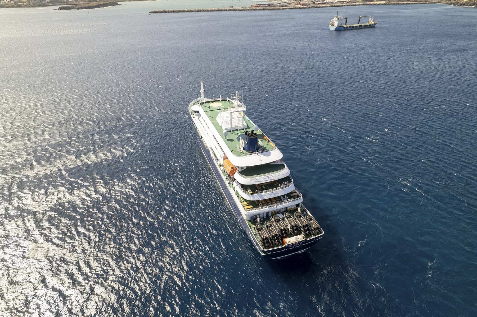 general view of the cruise ship MV Hondius