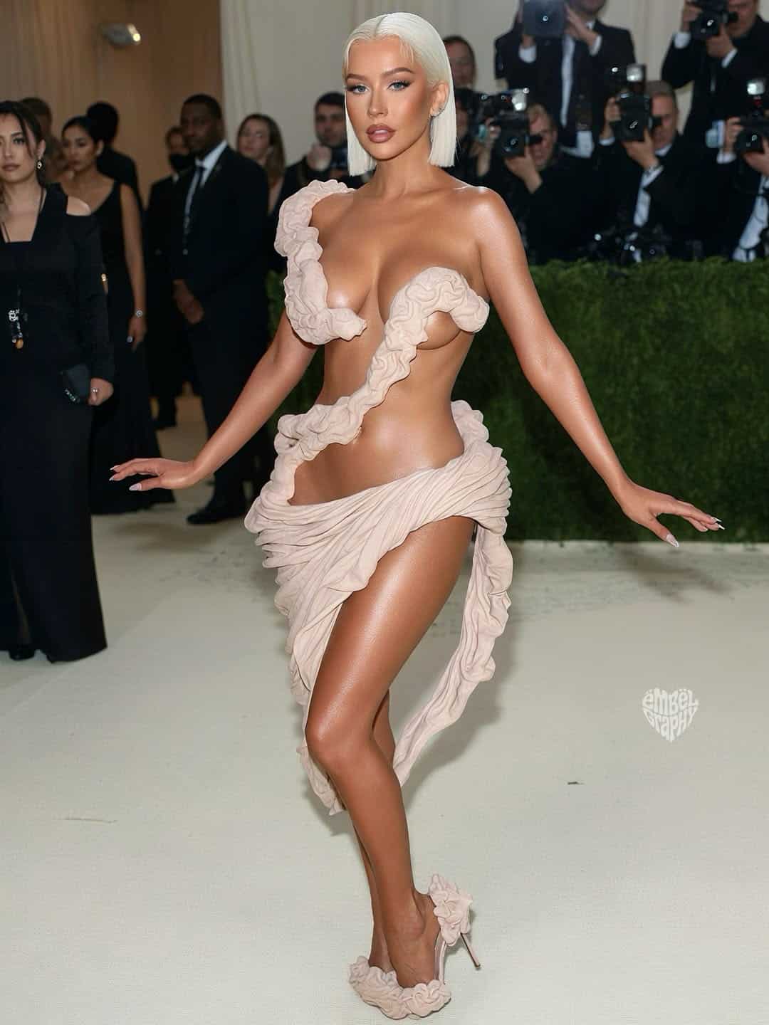 An AI-generated image of Christina Aguilera in an imagined Met Gala design. Picture: Instagram, @embelgraphy