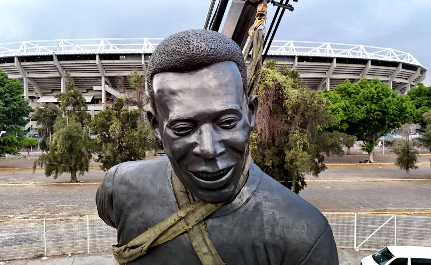 Aerial view of the sculpture of late Brazilian football legend Pele