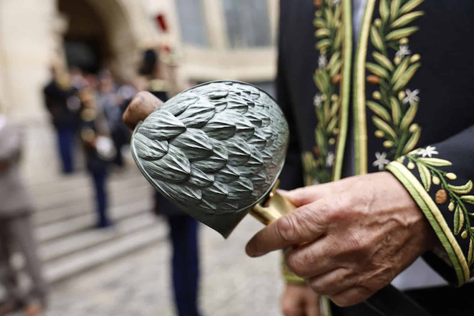 This photograph shows the hilt of French chef Guy Savoy's sword