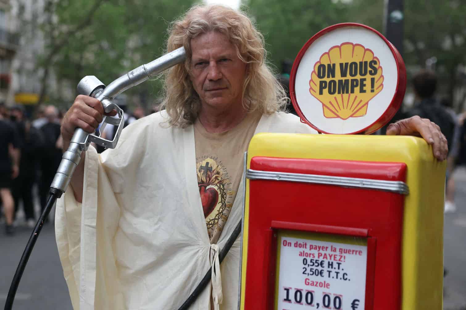 A man dressed as Jesus Christ