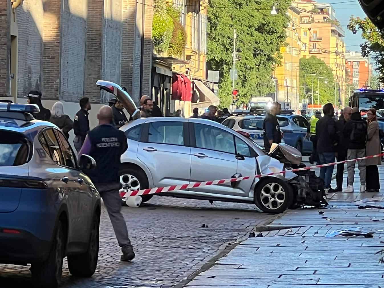 Police work at the scene after a driver injured seven people