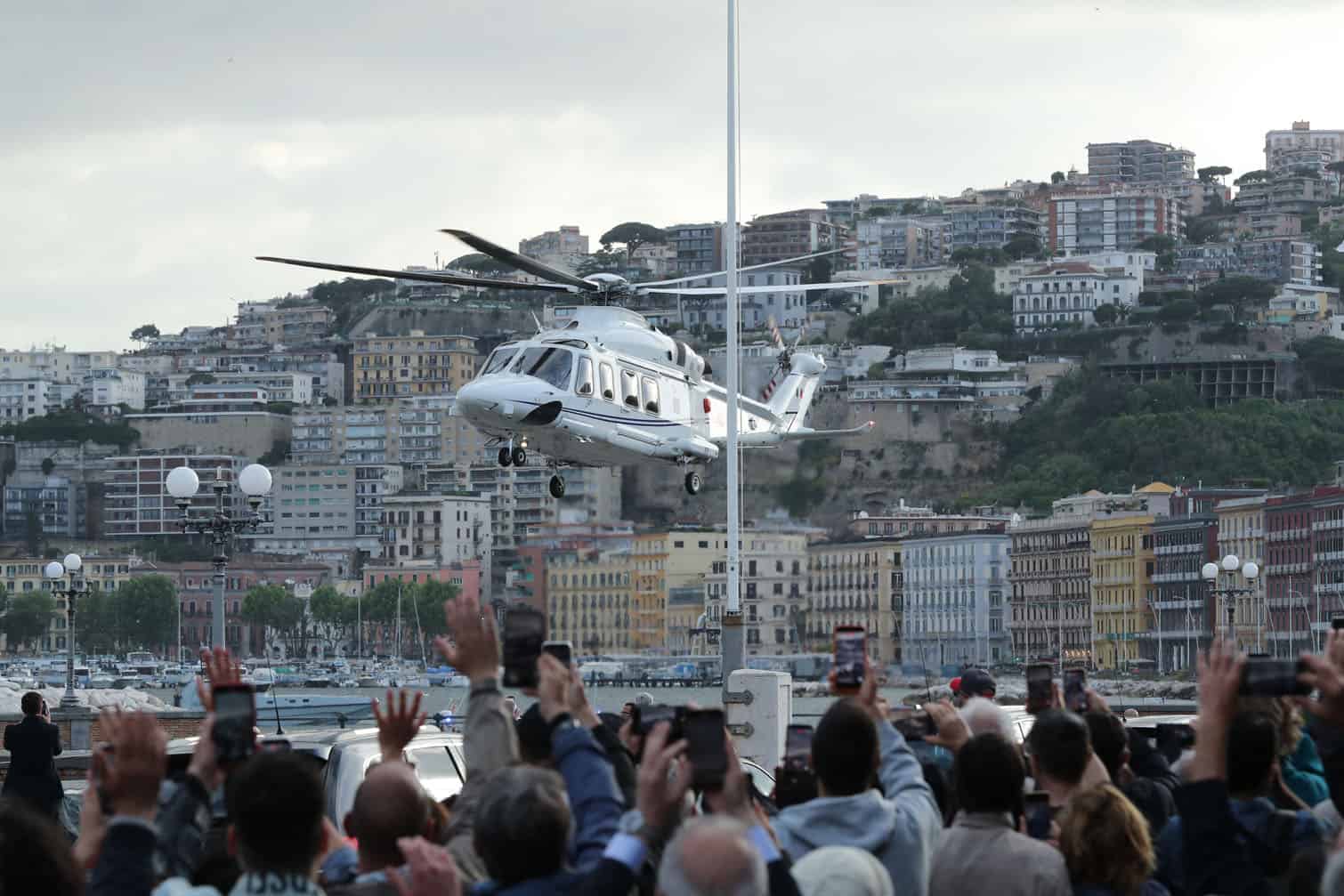 The helicopter carrying Pope Leo XIV takes off to the Vatican