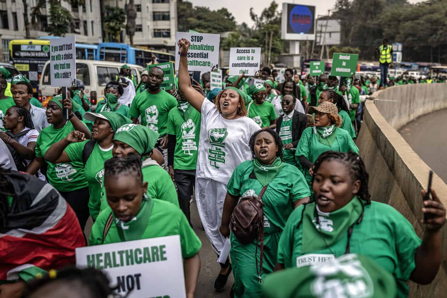 Activists for reproductive rights chant slogans