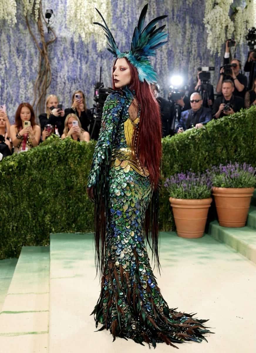 An AI-generated image of Lady Gaga in an imagined Met Gala outfit. Picture: X, @ThaiJanuario