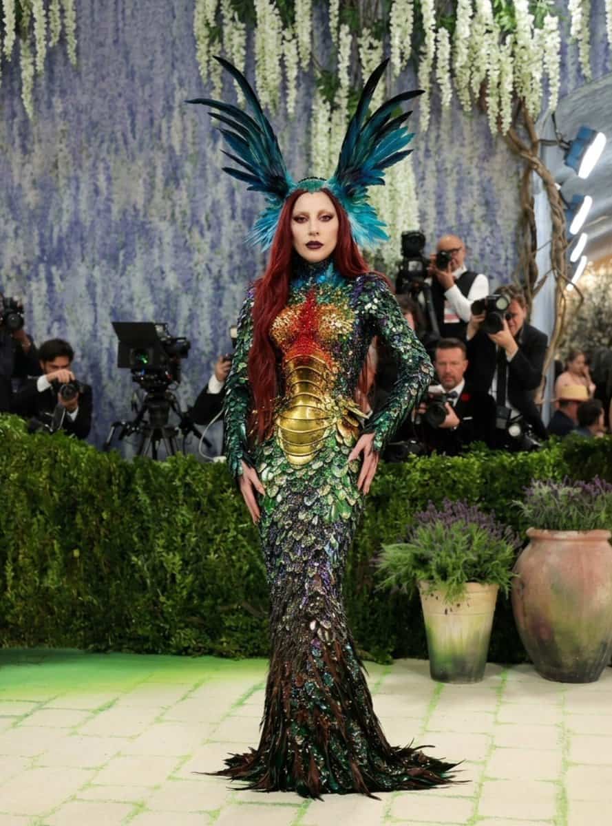 An AI-generated image of Lady Gaga in an imagined Met Gala outfit. Picture: X, @ThaiJanuario
