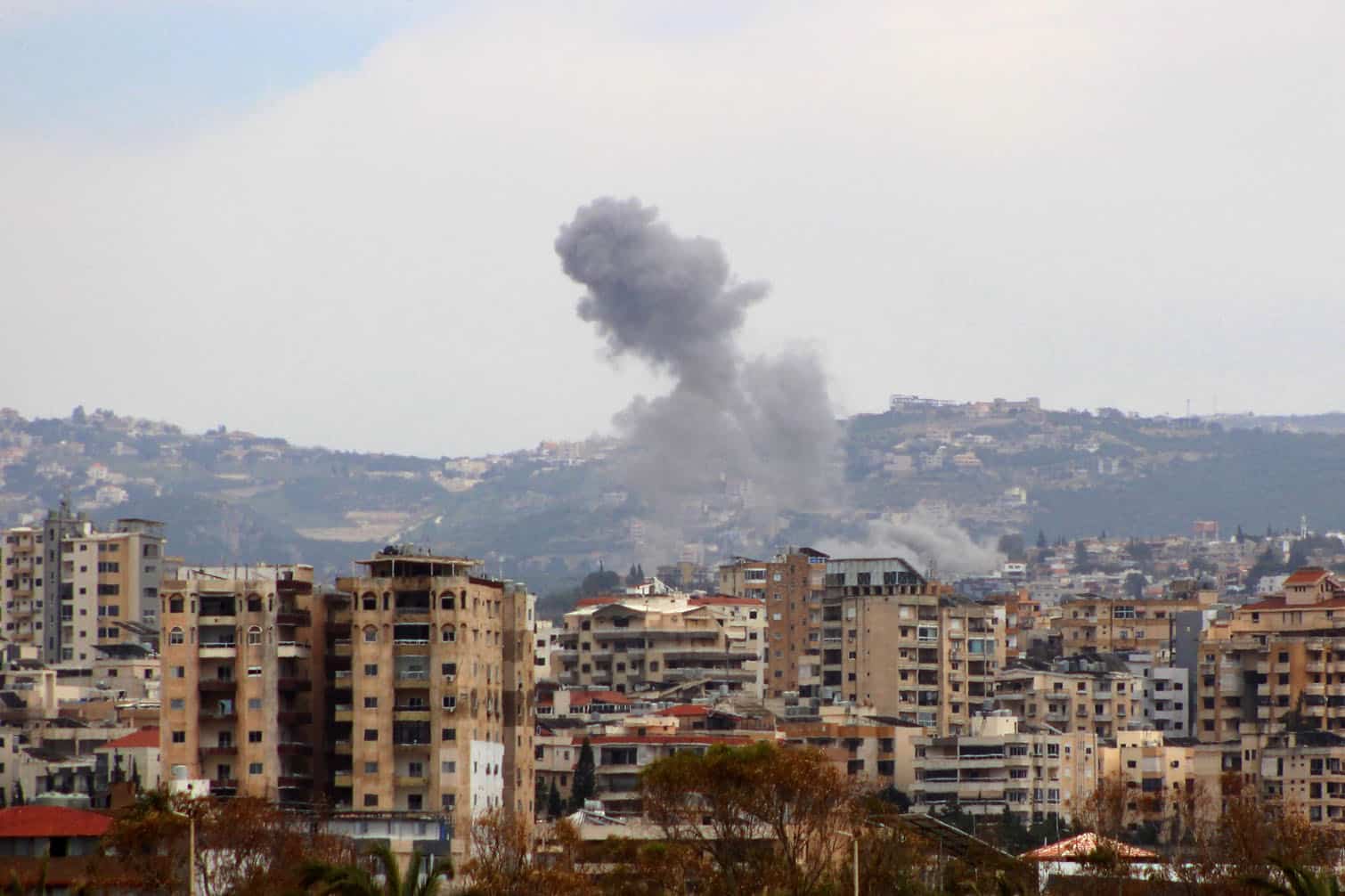 Smoke rises from the site of an Israeli airstrike