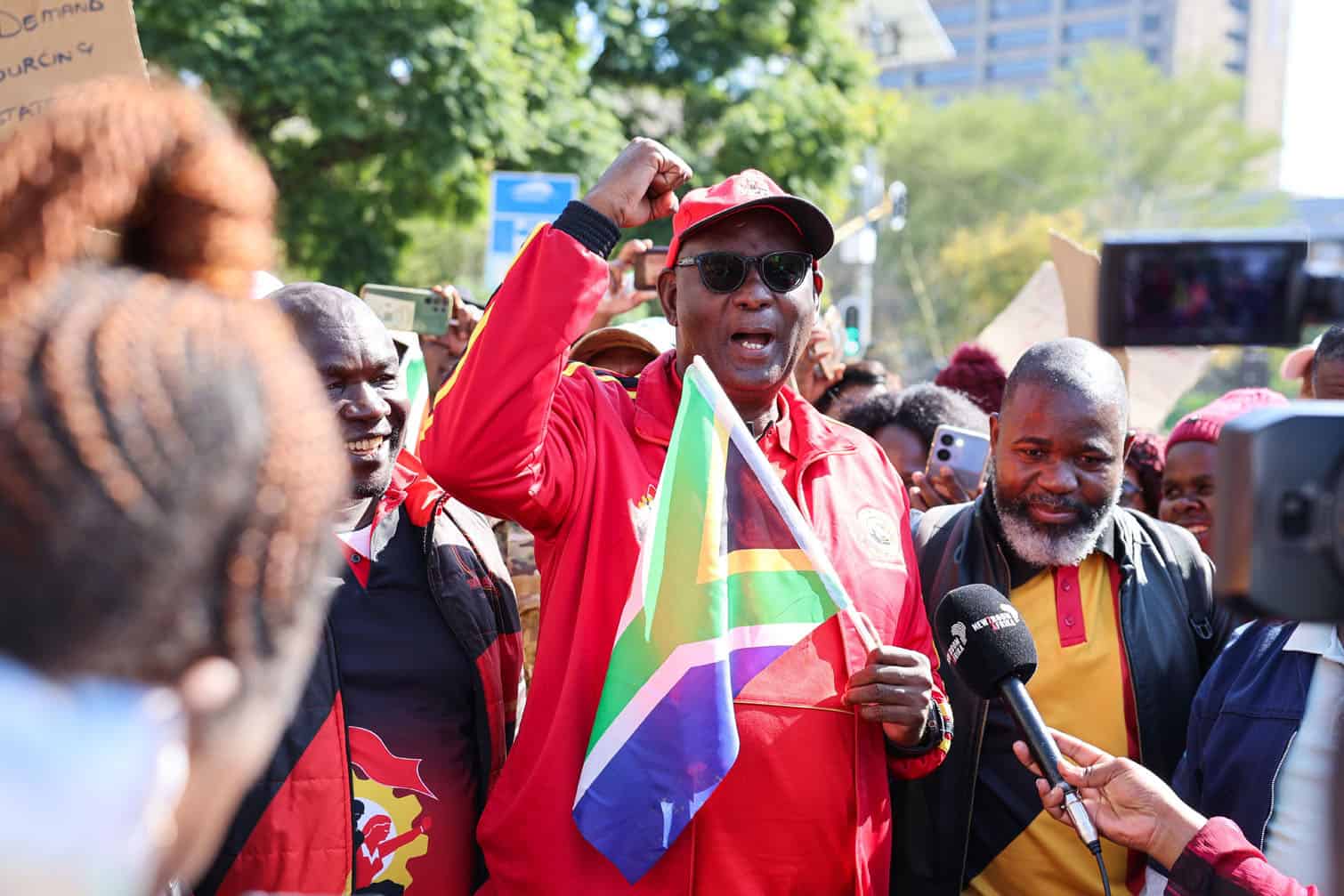 Security And Cleaners March To The Office Of The Joburg Mayor