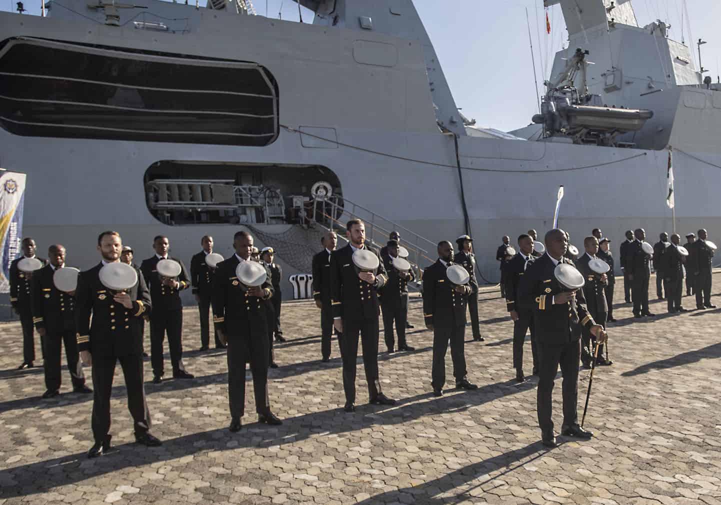 Crew members at the change of command parades