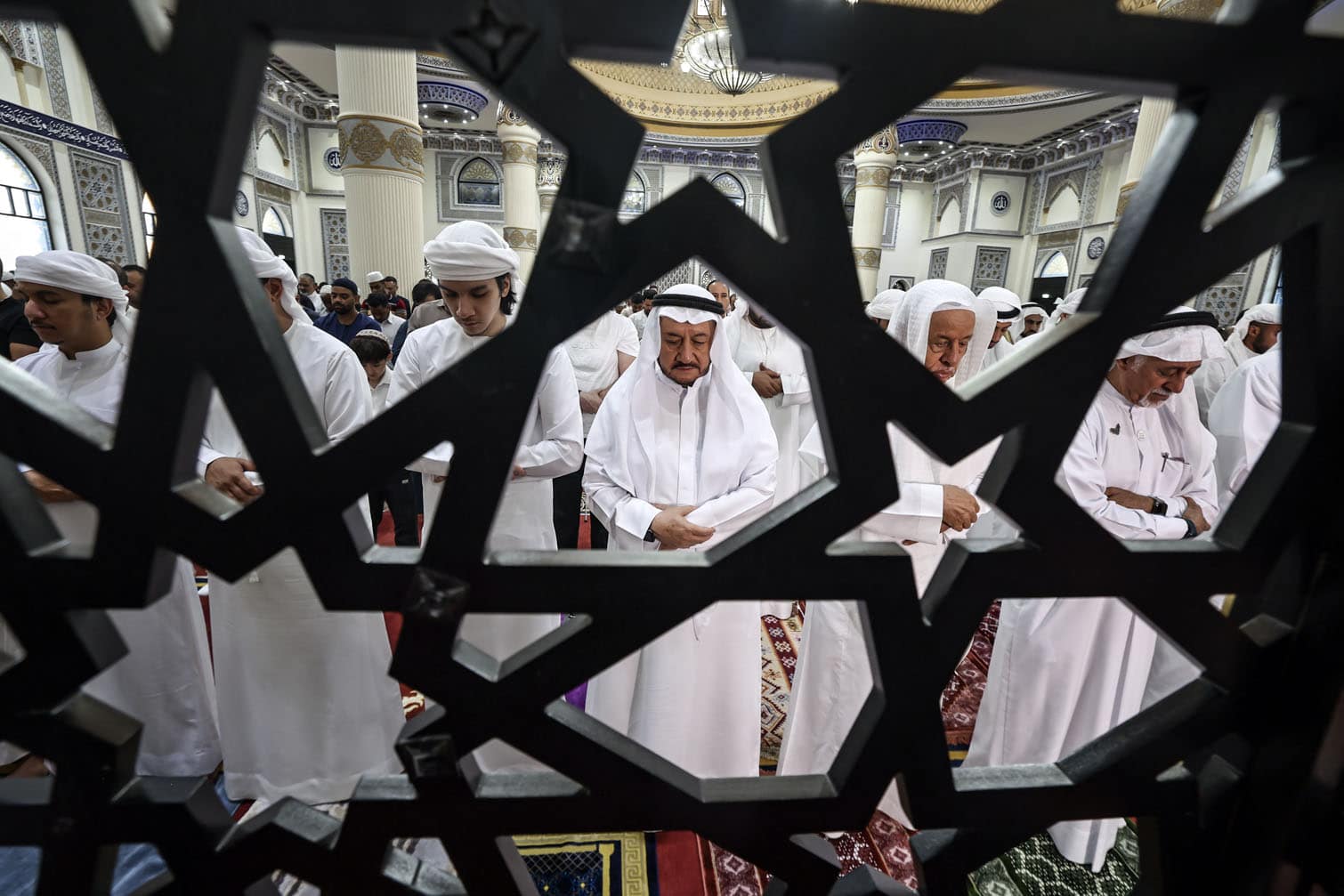Muslims perform a special morning prayer