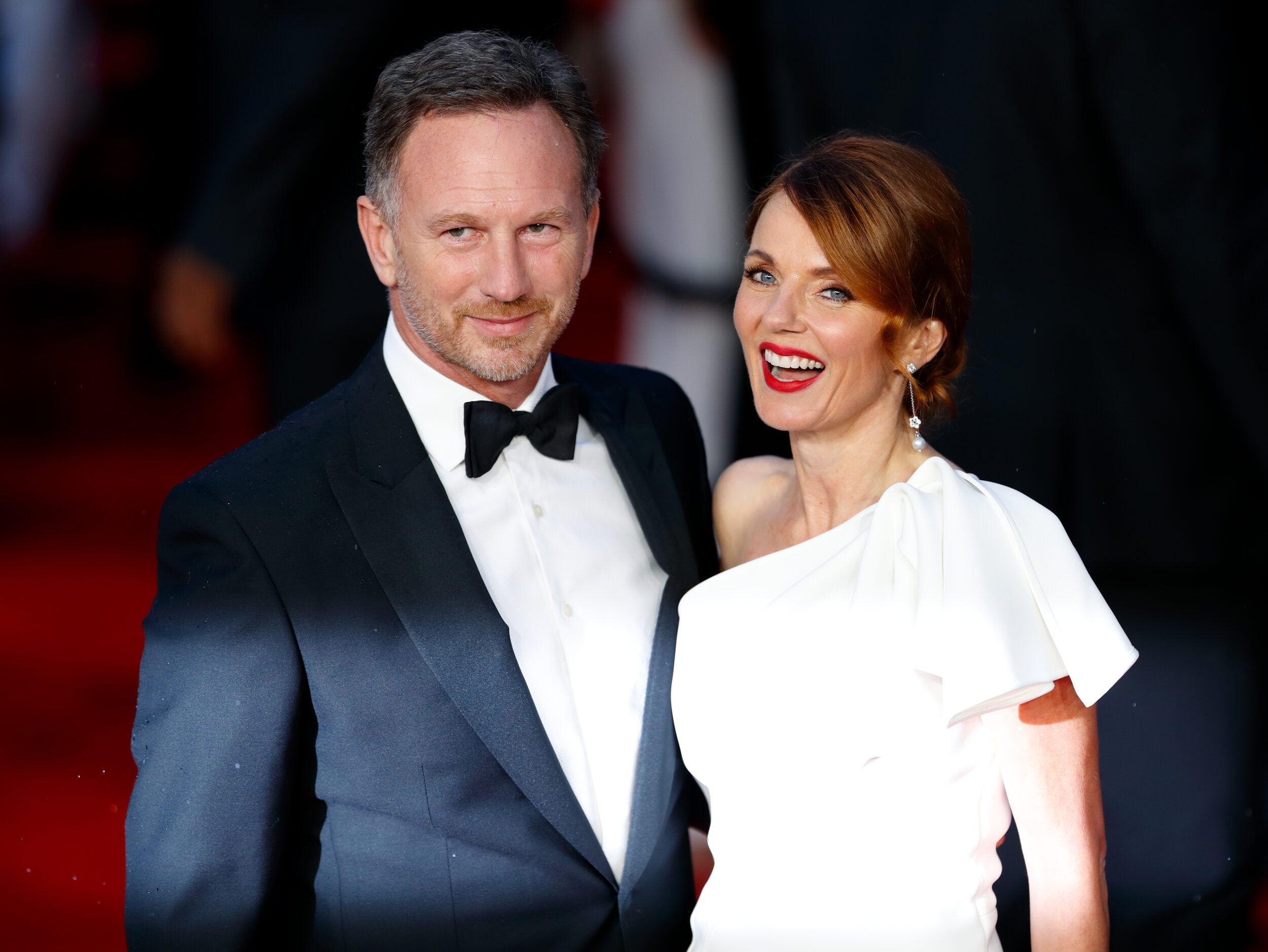 Christian Horner and Geri Horner attend the "No Time To Die" World Premiere at the Royal Albert Hall on September 28, 2021 in London, England. Picture Max Mumby/Indigo/Getty Images