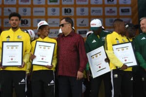 Bafana Bafana player alongside SAFA president