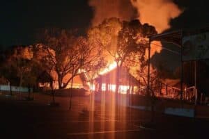 Emergency services respond to a fire at a restaurant on the corner of Kloof and Van Buuren roads in Bedfordview on June 25.