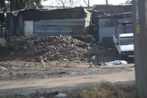 The scene of a shooting in an informal settlement near Cleveland.