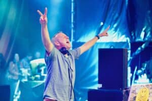 PORT ELIZABETH, SOUTH AFRICA  22 June 2010: Internationally renowned UK DJ Norman Cook, also known as Fatboy Slim, performs live in front of thousands at the Port Elizabeth FIFA Fanfest at St. George's Park on June 22, 2010 in Port Elizabeth, South Africa. (Photo by Gallo Images/Richard Huggard)