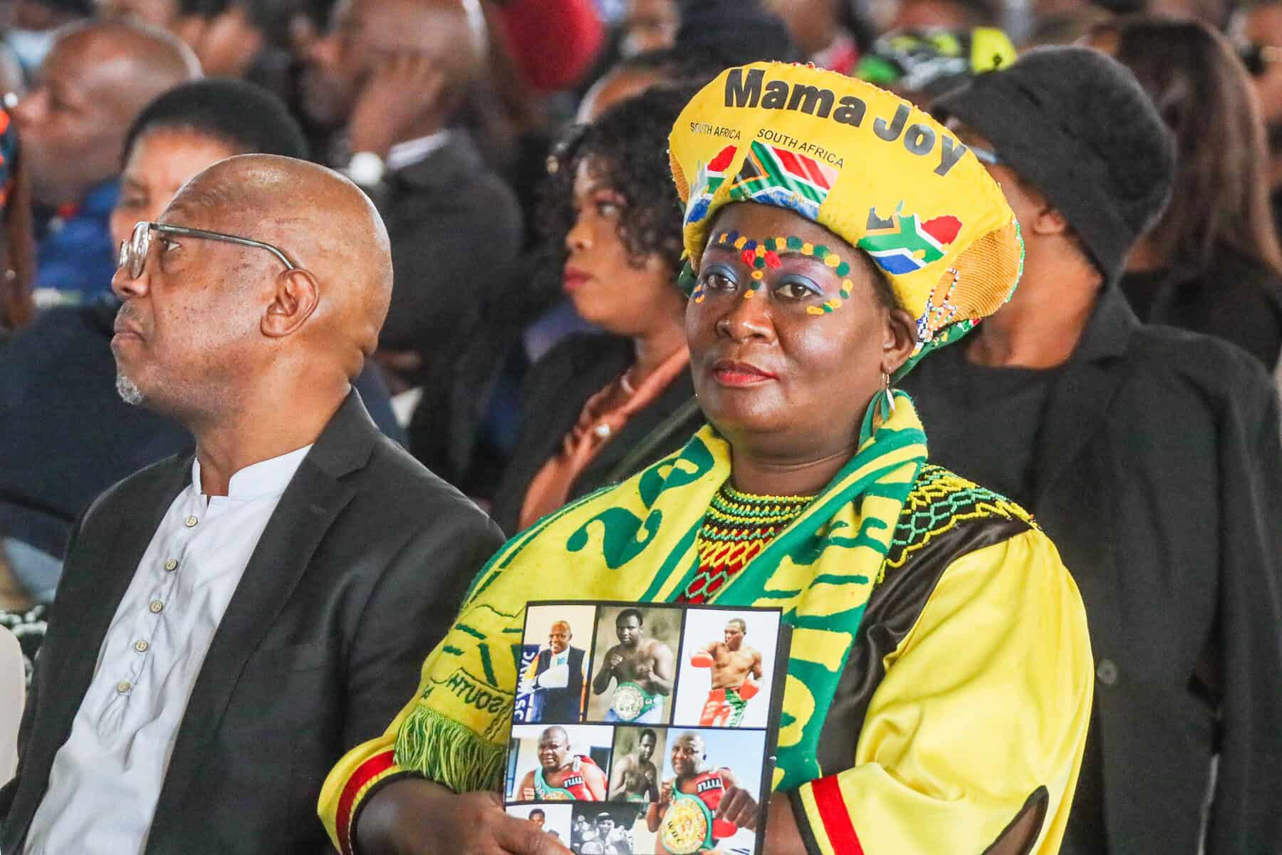 Mama Joy at the special provincial funeral service of the late Dingaan Thobela