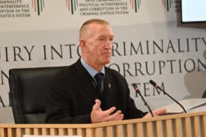Warrant Officer Karl Sander of the Directorate for Priority Crimes (Hawks) in KwaZulu-Natal testifies at the Madlanga Commission of Inquiry at Brigette Mabandla Judicial College on 1 June 2026 in Pretoria, South Africa. President Cyril Ramaphosa established the commission to investigate and report on the veracity, scope, and extent of the allegations made on 6 July 2025 by KwaZulu-Natal (KZN) Police Commissioner Lieutenant-General Nhlanhla Mkhwanazi that South Africa’s criminal justice system was compromised. Picture: Gallo Images/Frennie Shivambu