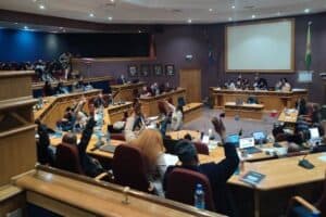 Councillors vote for the approval of the budget for 26/27 in the JB Marks Municipality during Council.