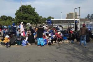 Scores of Malawian nationals are camping outside the Drive-Inn Site.