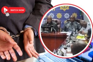 Mpumalanga MEC for community safety, security and liaison Jackie Macie, acting provincial police commissioner Major General Dr Zeph Mkhwanazi, and provincial deputy commissioner for policing Major General Samuel Sekgobela during the release of the fourth-quarter crime statistics.