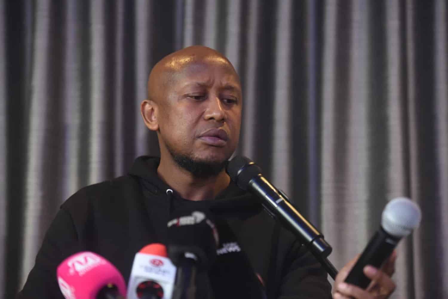 Former MK party spokesperson Nhlamulo Ndhlela briefs the media in Sandton, Johannesburg, 21 June 2026, after his expulsion from the party. Picture: Nigel Sibanda/The Citizen