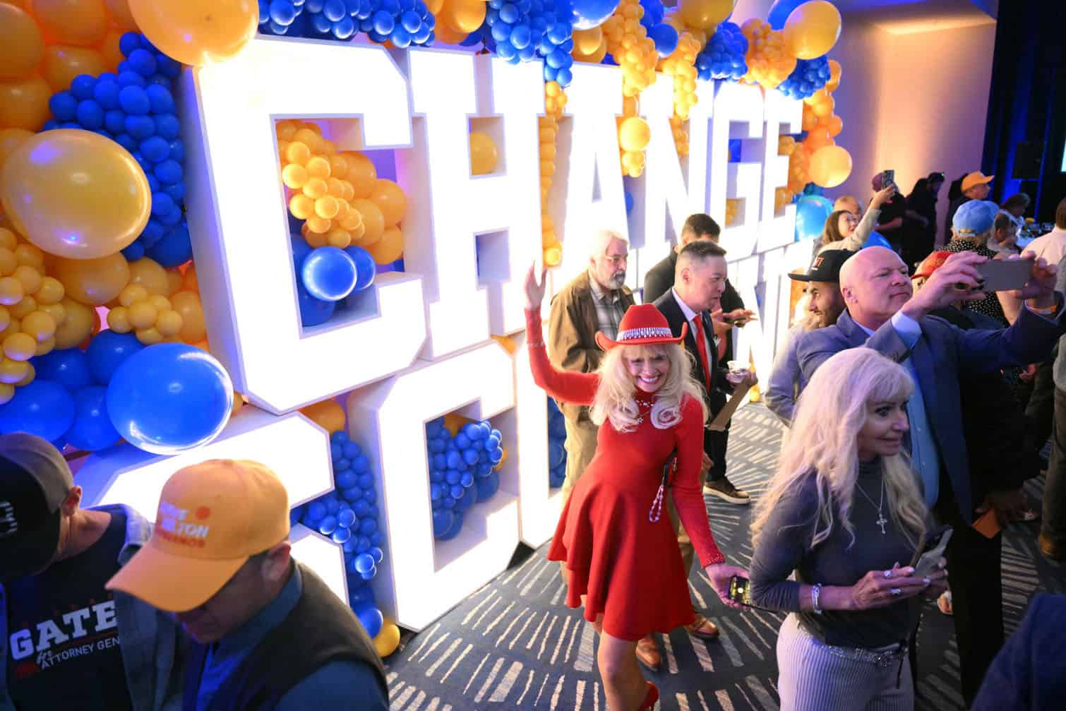 Supporters of Republican California Gubernatorial candidate Steve Hilton