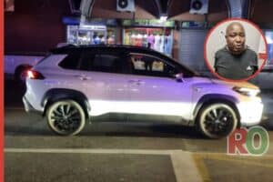 One of the Toyota Corolla Cross vehicles recovered in connection with the case. Insert: Lucky Msizi Tshabangu.