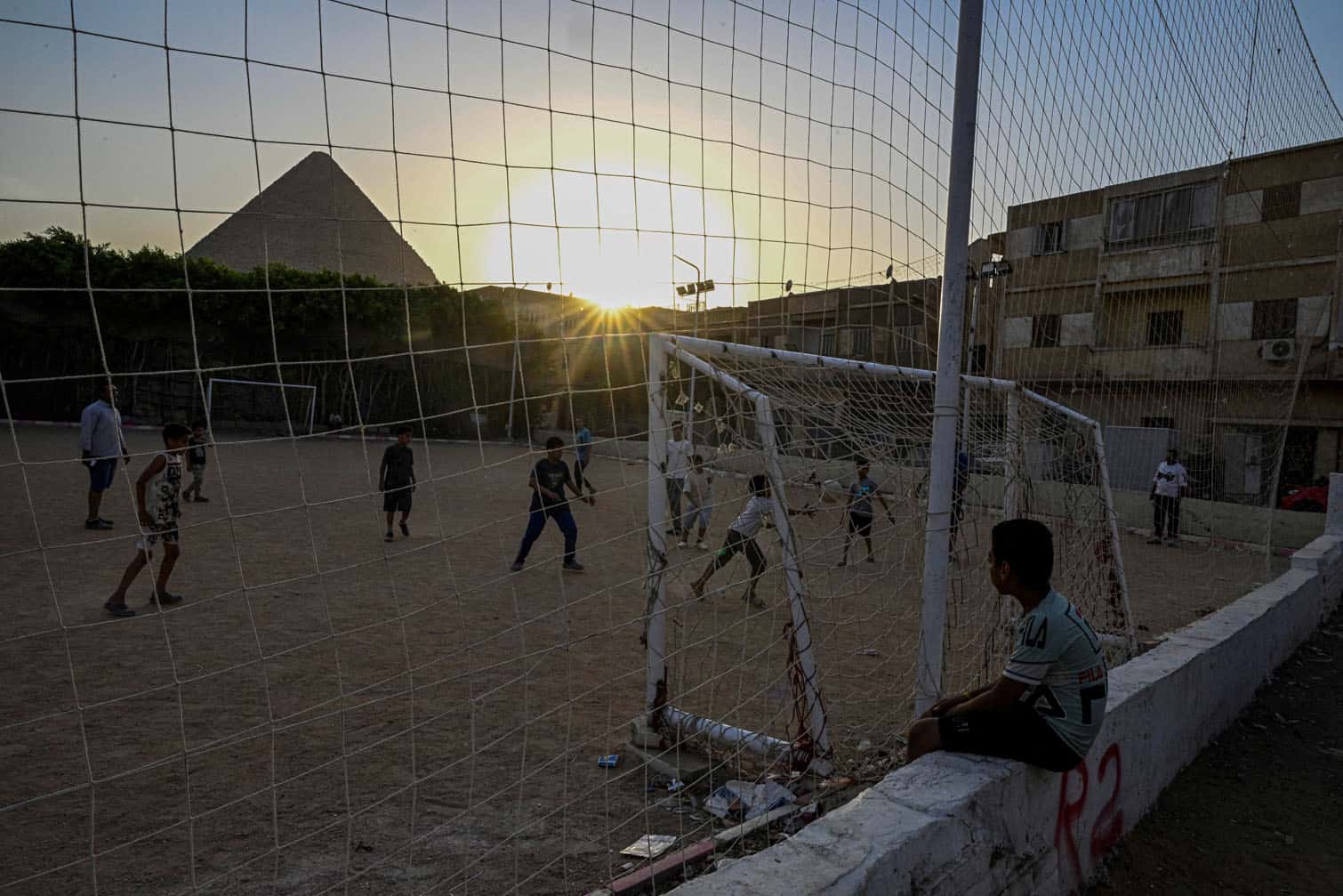 Egyptian boys play football