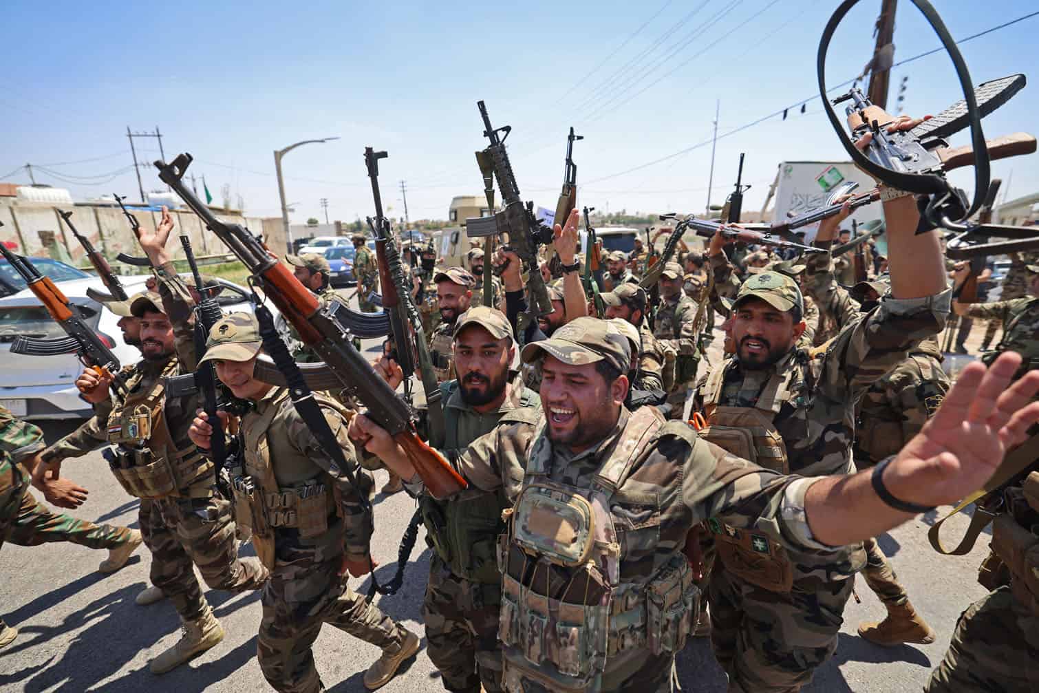 Members of Saraya al-Salam react